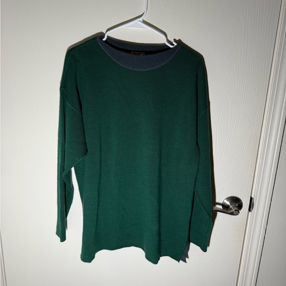 Rodier Men’s Vintage Wool Blend Forest Green Pullover Sweater Fall Basic Large